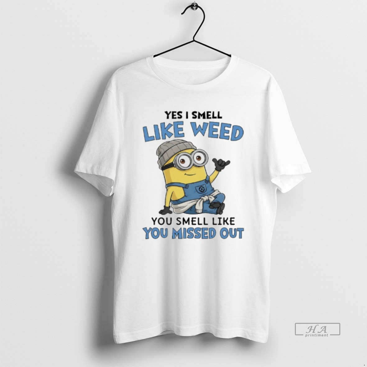 Official Minions Yes I Smell Like Weed You Missed Out - Adult & Kids T-Shirts, Sweatshirts & Hoodies apparel design preview 1