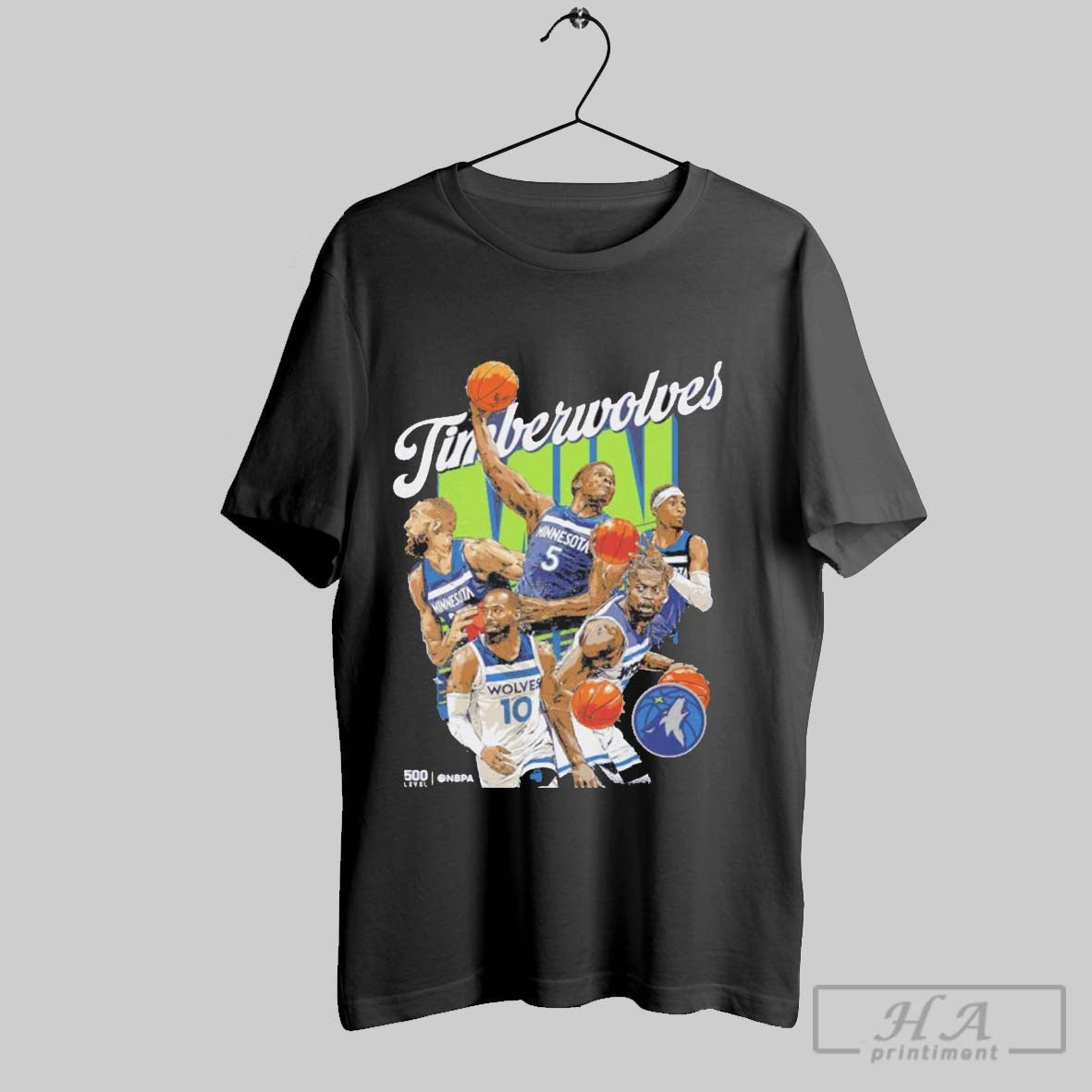 Official Minnesota Timberwolves Starting 5 Nba 2025 - Adult & Kids T-Shirts, Sweatshirts & Hoodies apparel design preview 1