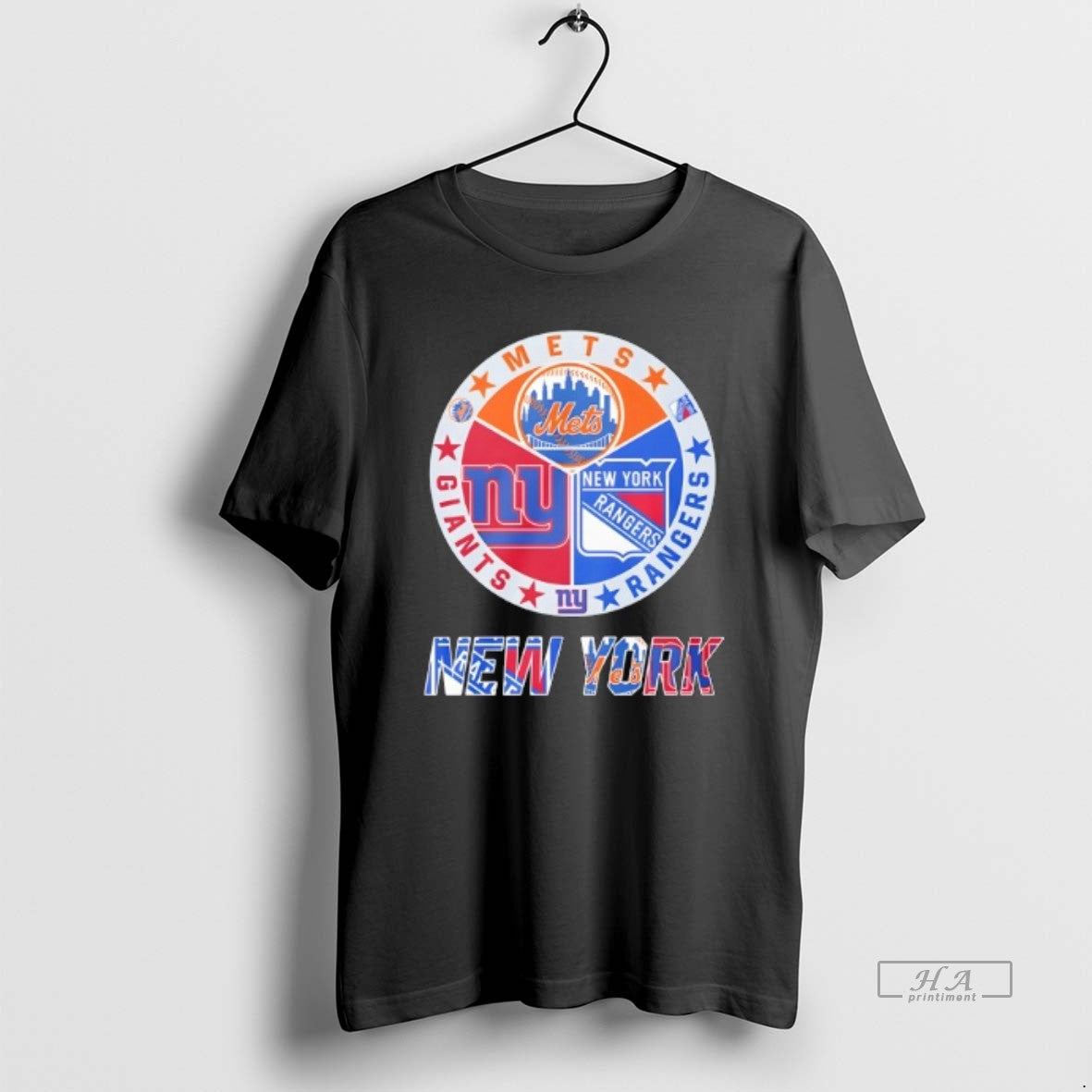 Official New York Rangers Mets Giants Mashup Logo - Adult & Kids T-Shirts, Sweatshirts & Hoodies apparel design preview 1