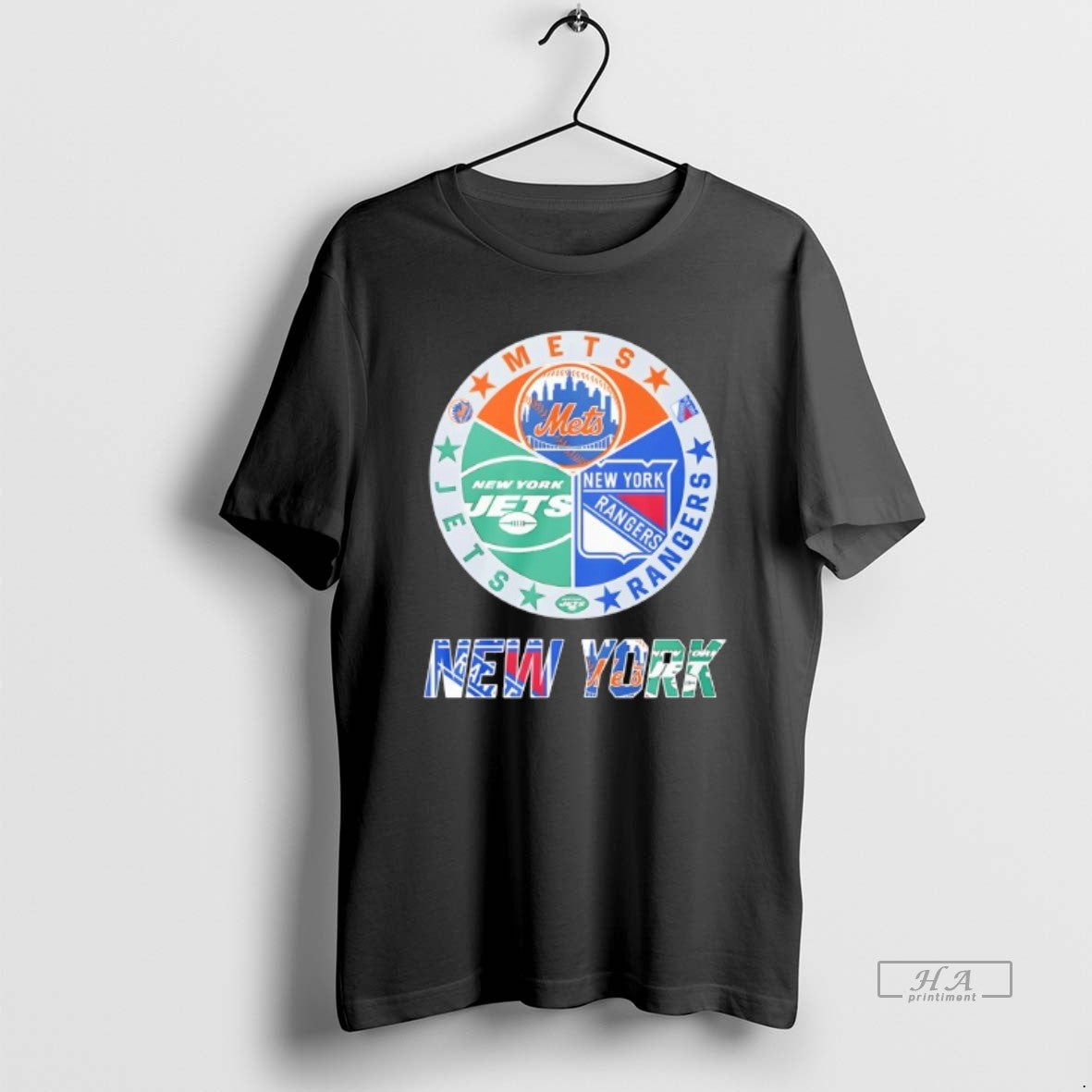 Official New York Rangers Mets Jets Mashup Logo - Adult & Kids T-Shirts, Sweatshirts & Hoodies apparel design preview 1