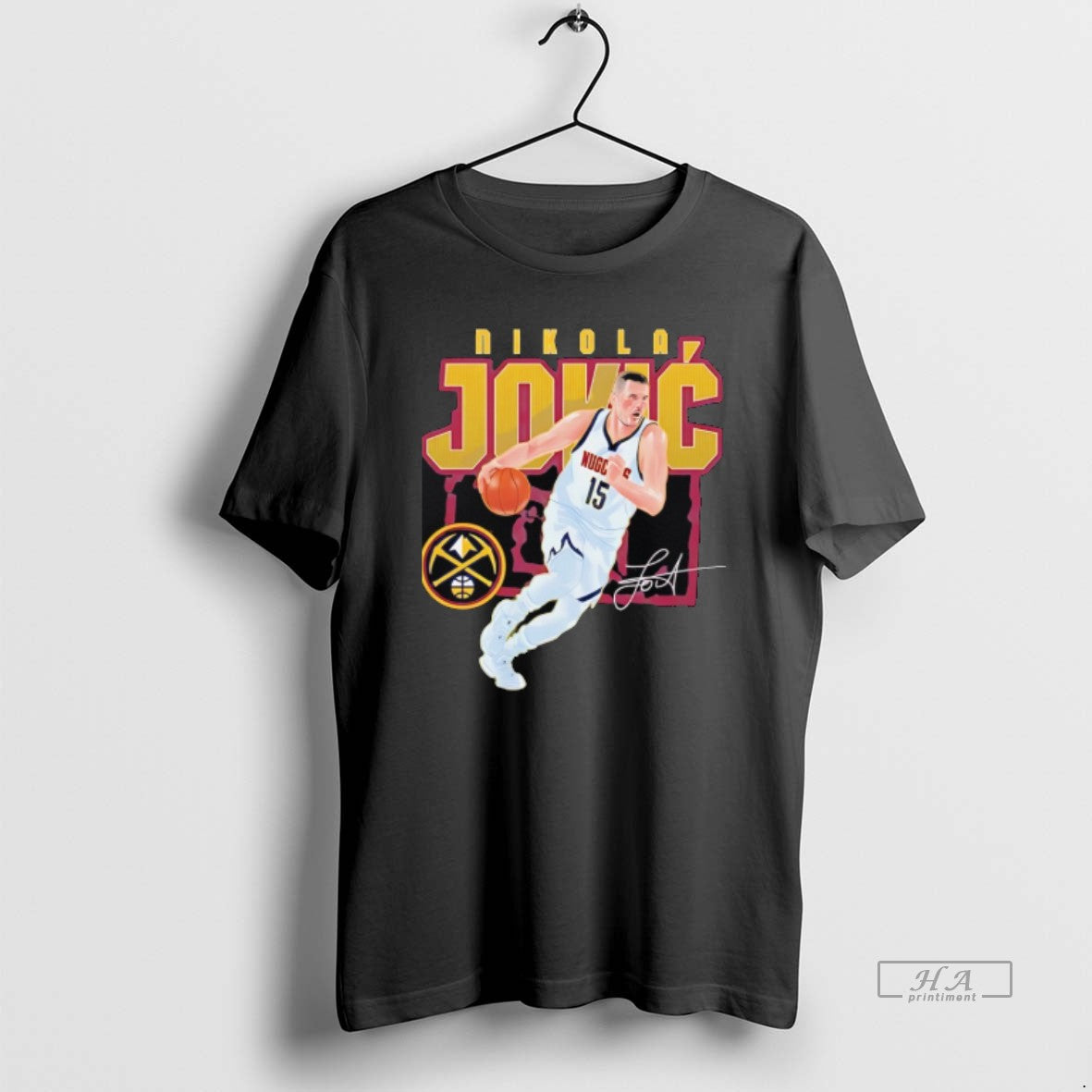 Official Nikola Jokic 15 Denver Nuggets Basketball - Adult & Kids T-Shirts, Sweatshirts & Hoodies apparel design preview 1