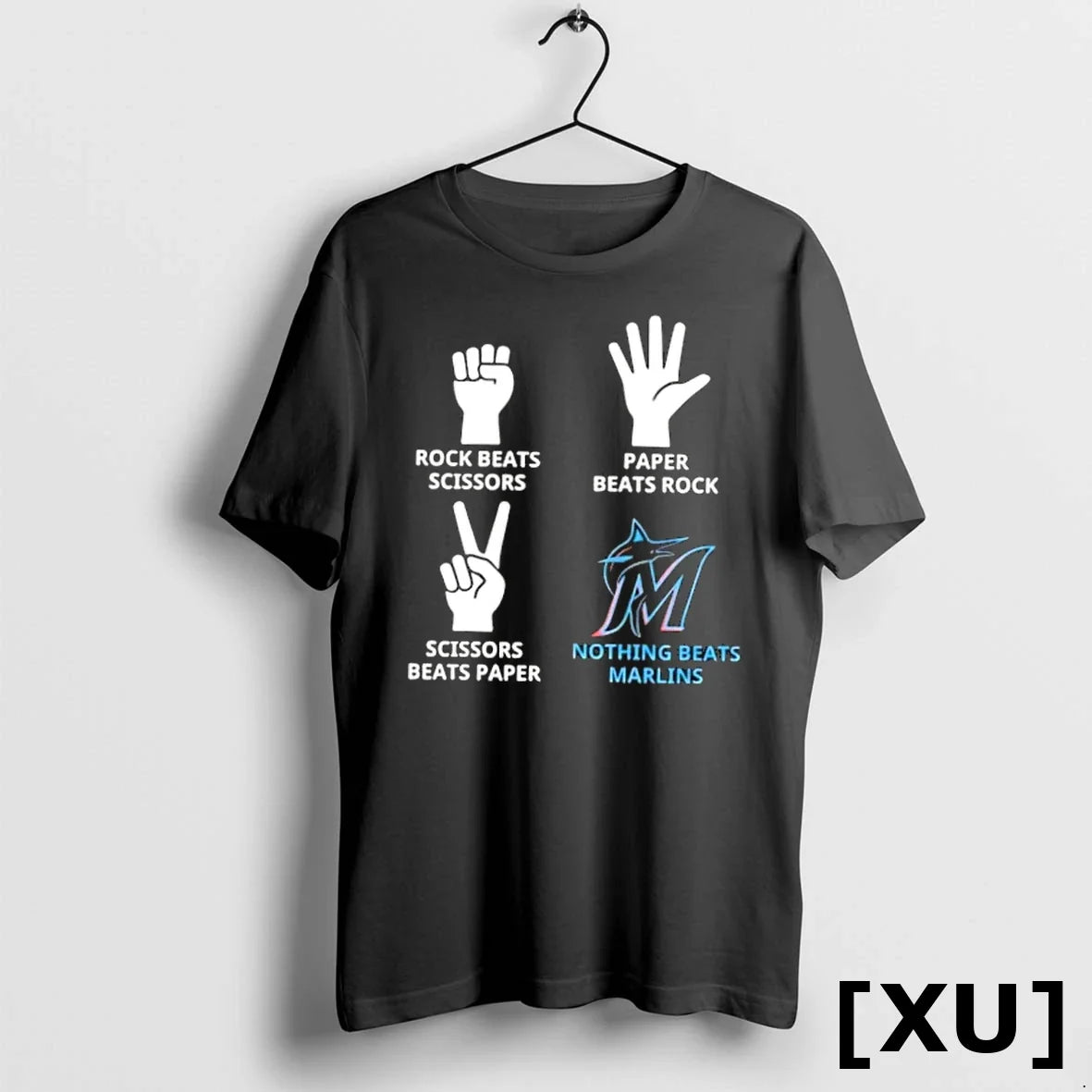 Official Nothing Beats Marlins Hands Rock Scissors - Adult & Kids T-Shirts, Sweatshirts & Hoodies apparel design preview 1