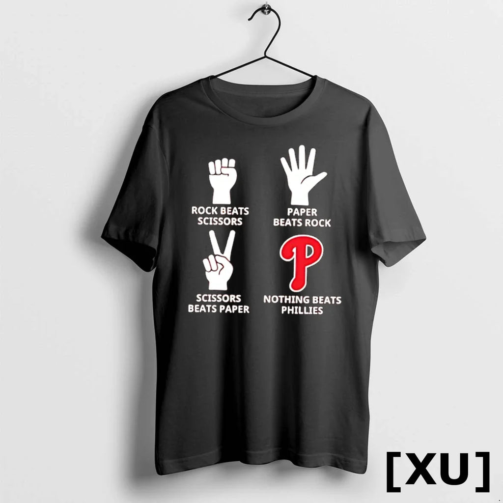 Official Nothing Beats Phillies Hands Rock Scissors - Adult & Kids T-Shirts, Sweatshirts & Hoodies apparel design preview 1