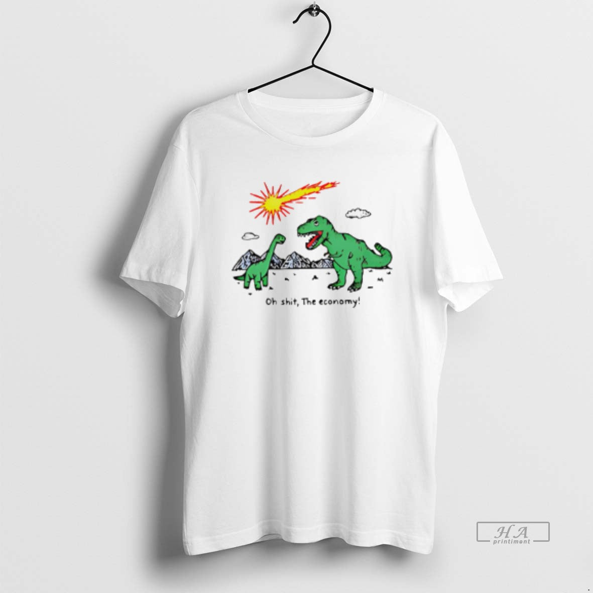Official Oh Shit Economy Extinct Dinosaurs Meme - Adult & Kids T-Shirts, Sweatshirts & Hoodies apparel design preview 1