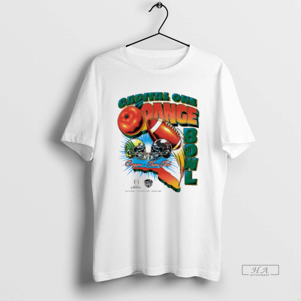 Official Oregon Vs Texas Tech Capital One Orange Bowl - Adult & Kids T-Shirts, Sweatshirts & Hoodies apparel design preview 1