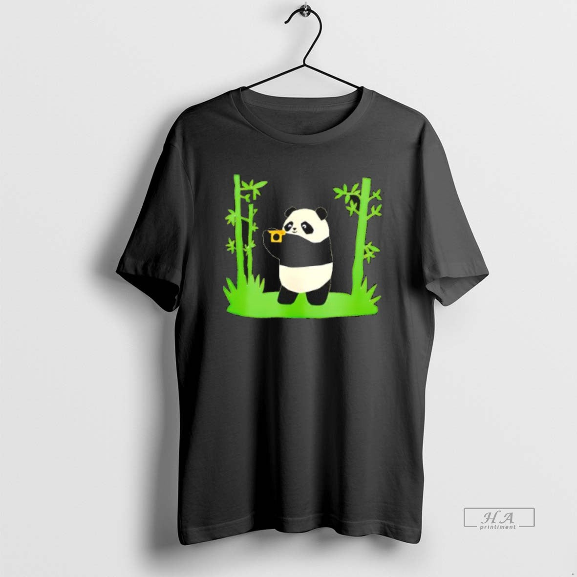 Official Panda Holding Camera Cartoon Black - Adult & Kids T-Shirts, Sweatshirts & Hoodies apparel design preview 1