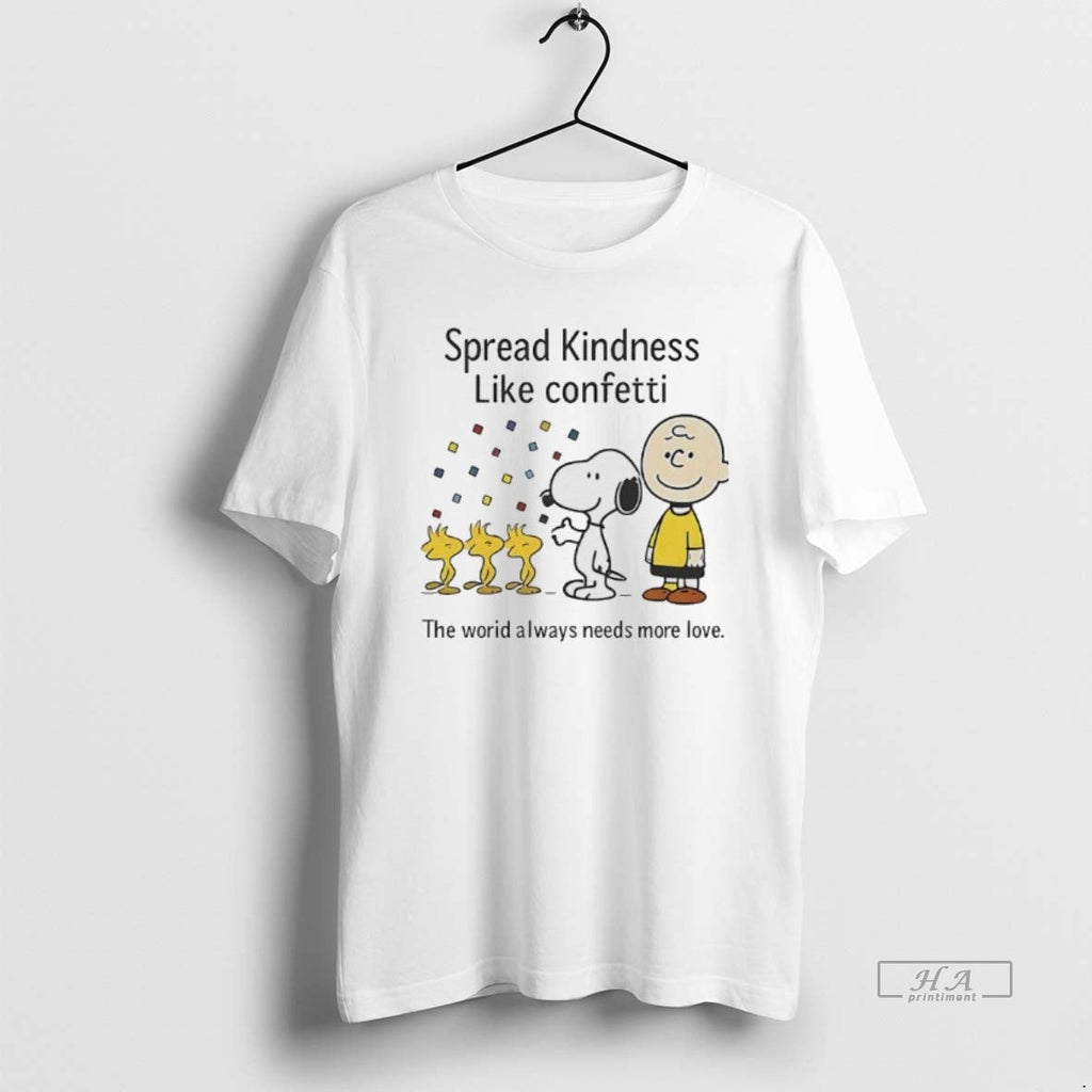 Official Peanuts Spread Kindness Like Confetti World - Adult & Kids T-Shirts, Sweatshirts & Hoodies apparel design preview 1