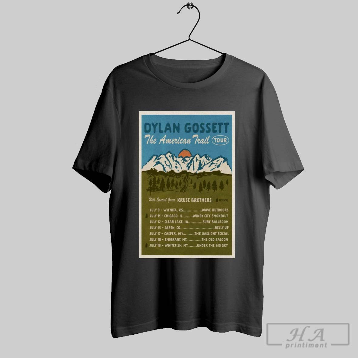 Official Poster Dylan Gossett The American Trail Tour - Adult & Kids T-Shirts, Sweatshirts & Hoodies apparel design preview 1