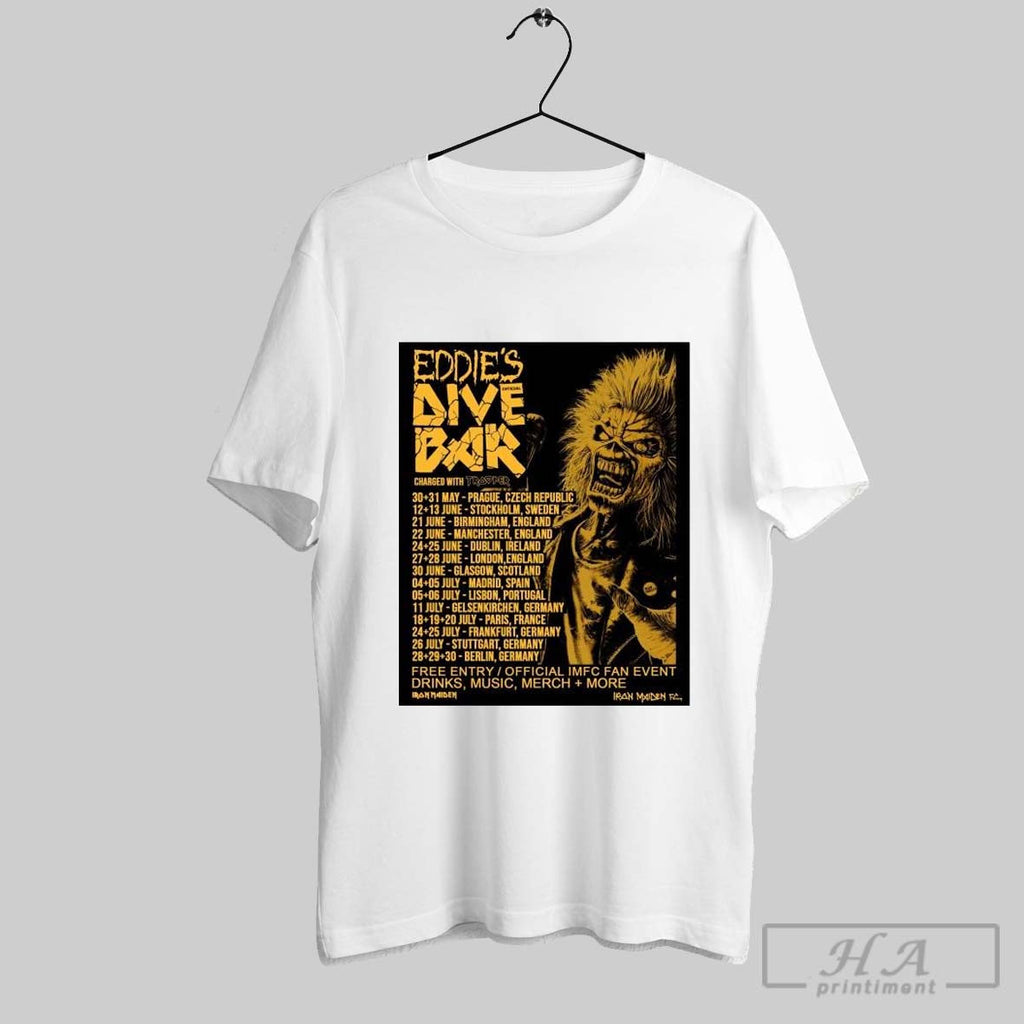 Official Poster Iron Maiden Eddies Dive Bar Charged - Adult & Kids T-Shirts, Sweatshirts & Hoodies apparel design preview 1