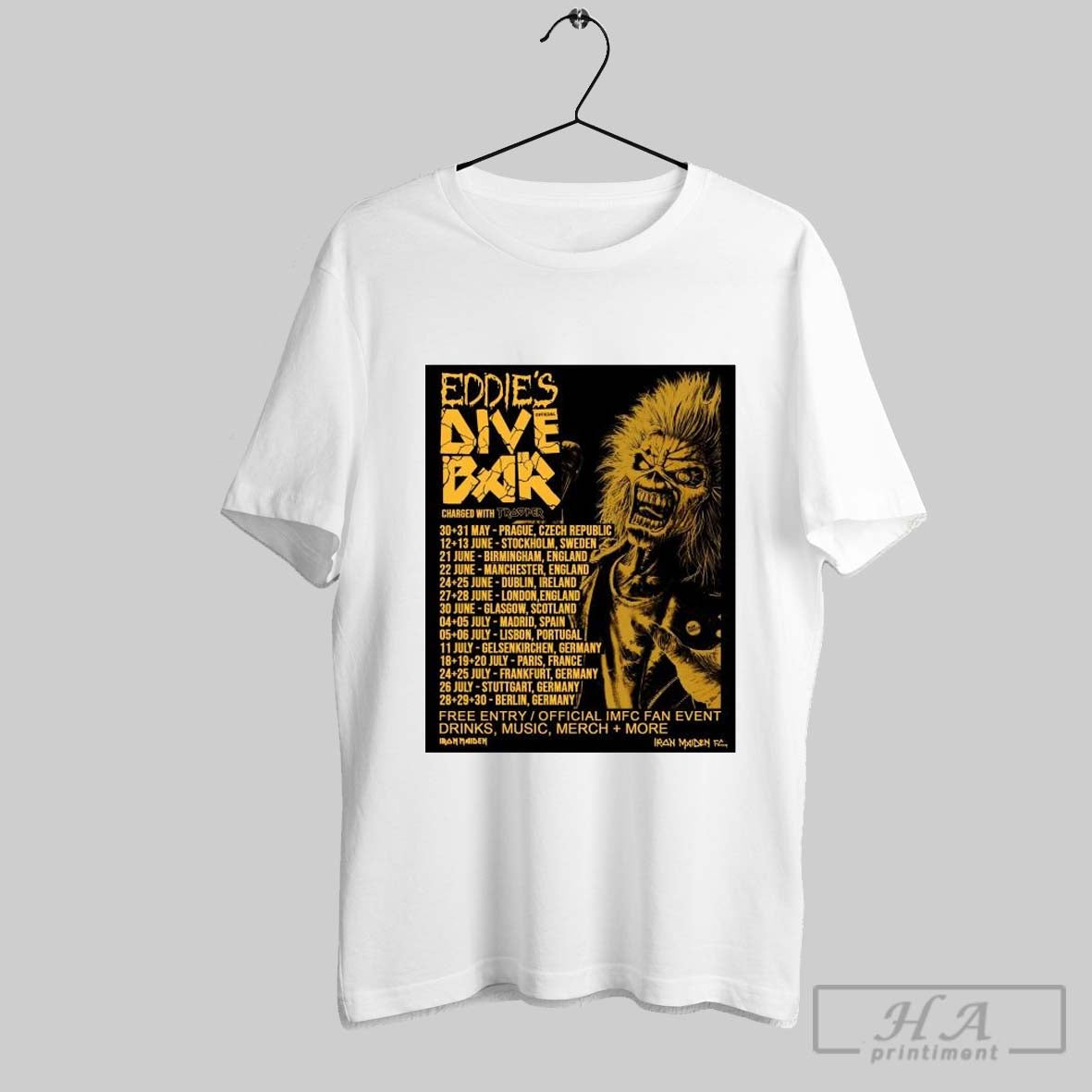 Official Poster Iron Maiden Eddies Dive Bar Charged - Adult & Kids T-Shirts, Sweatshirts & Hoodies apparel design preview 1