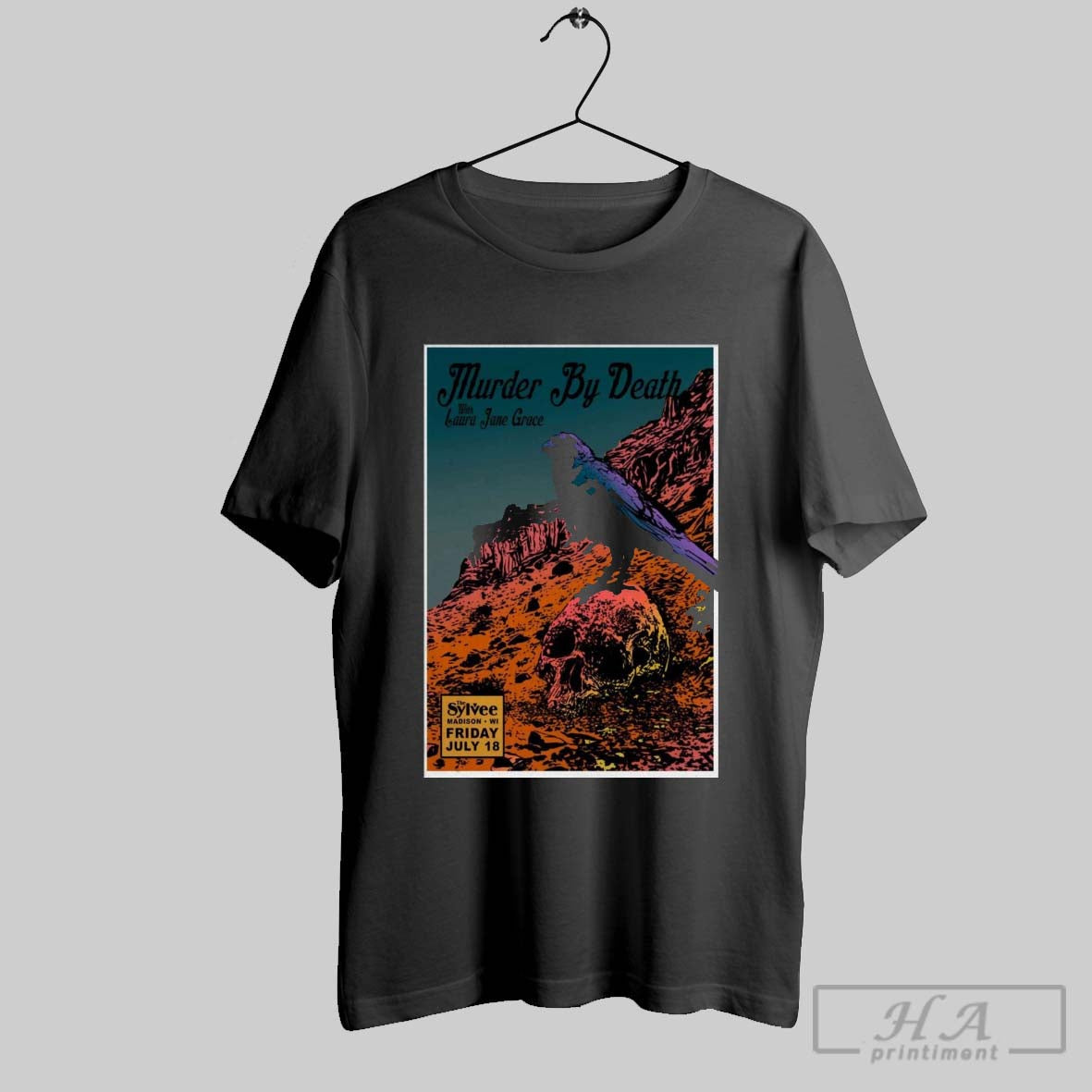 Official Poster Murder By Death Friday July 18 2025 - Adult & Kids T-Shirts, Sweatshirts & Hoodies apparel design preview 1