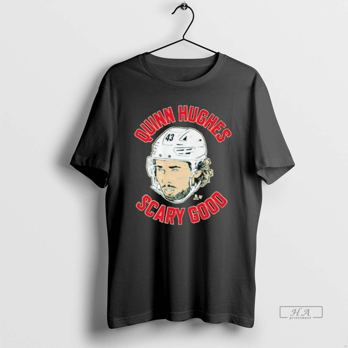 Official Quinn Hughes Scary Good Ghost Eyes - Adult & Kids T-Shirts, Sweatshirts & Hoodies apparel design preview 1