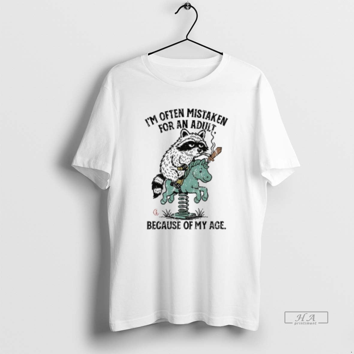 Official Raccoon Horse Meme Im Often Mistaken Because - Adult & Kids T-Shirts, Sweatshirts & Hoodies apparel design preview 1