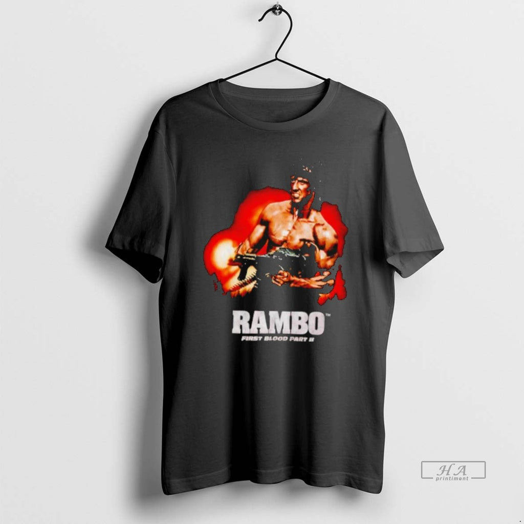 Official Rambo Gun First Blood Collage - Adult & Kids T-Shirts, Sweatshirts & Hoodies apparel design preview 1