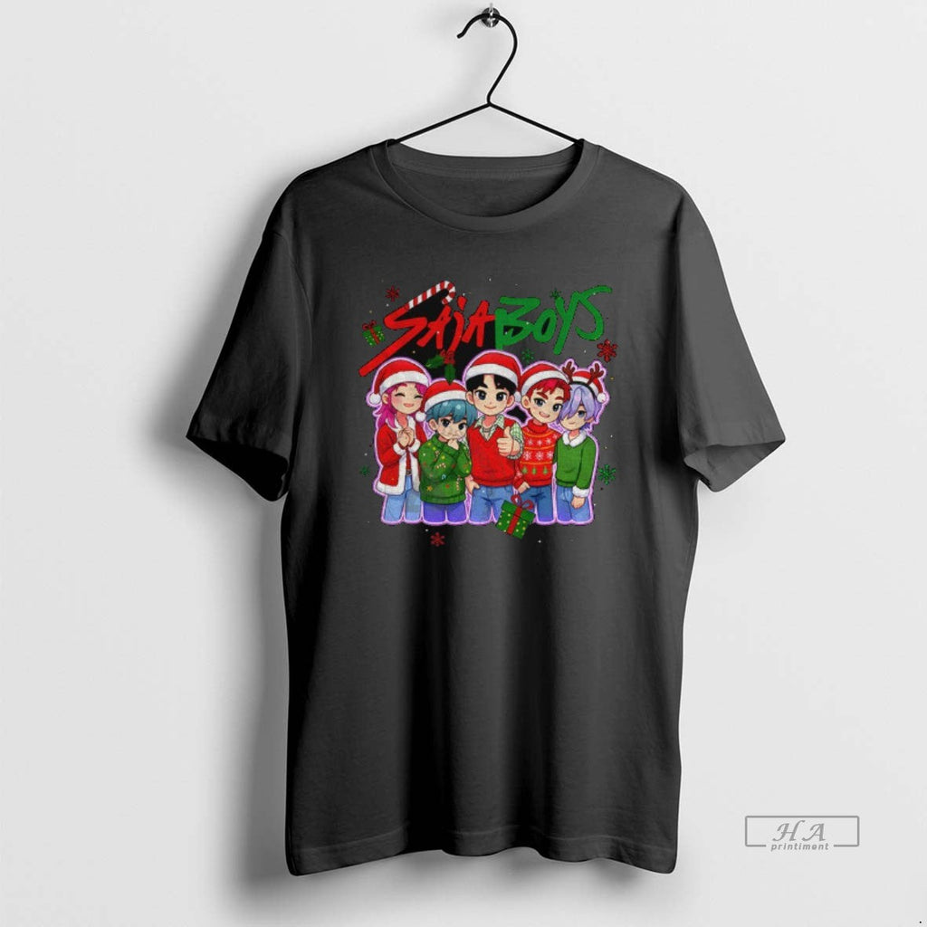 Official Saja Cartoon Kpop Santa Hats Clipart Merry - Adult & Kids T-Shirts, Sweatshirts & Hoodies apparel design preview 1