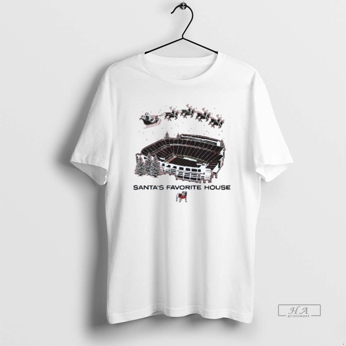 Official Santas Favorite House Georgia Bulldogs - Adult & Kids T-Shirts, Sweatshirts & Hoodies apparel design preview 1