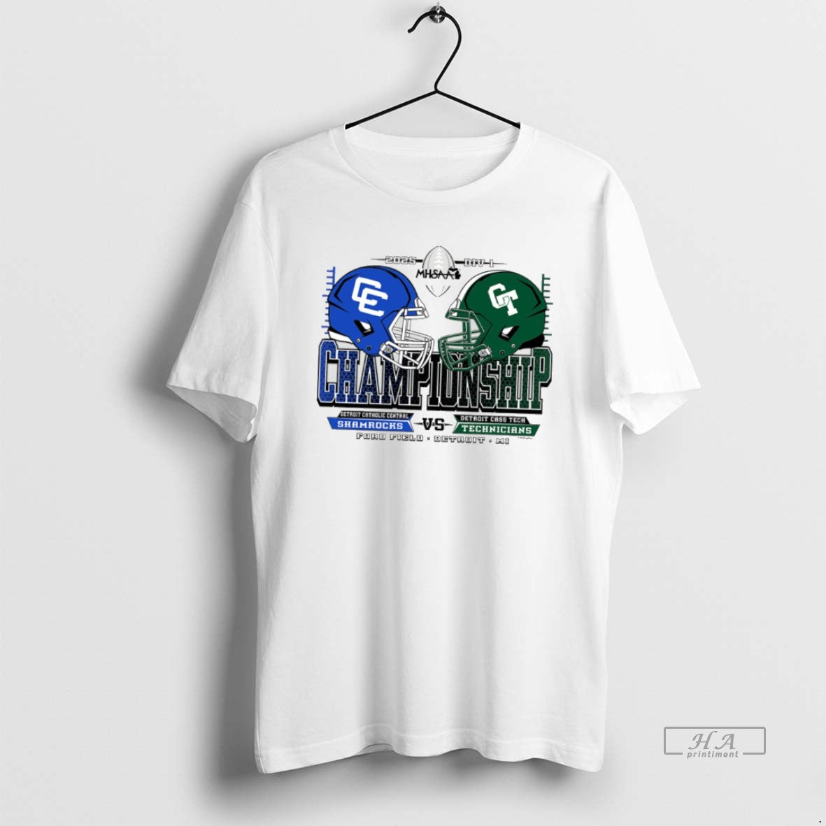 Official Shamrocks Vs Technicians 2025 Mhsaa Football - Adult & Kids T-Shirts, Sweatshirts & Hoodies apparel design preview 1