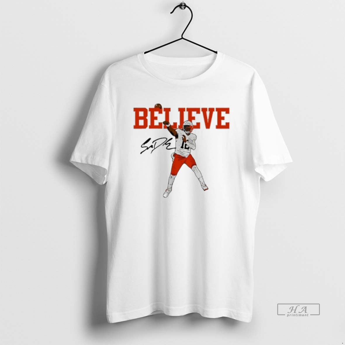 Official Shedeur Sanders Believe Cleveland Browns - Adult & Kids T-Shirts, Sweatshirts & Hoodies apparel design preview 1