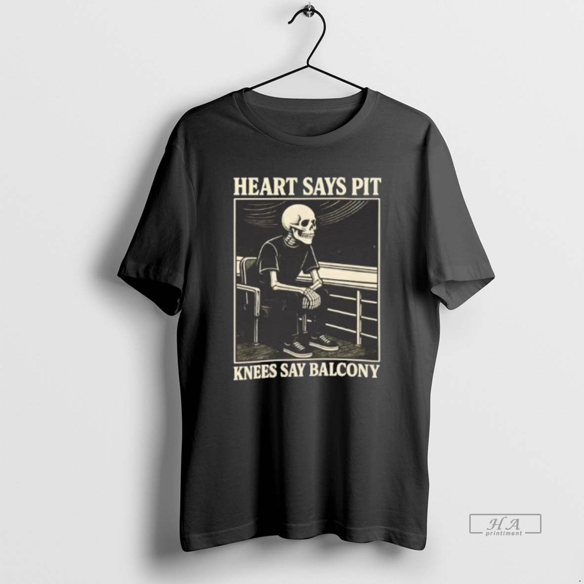 Official Skeleton Heart Says Pit Knees Say Balcony - Adult & Kids T-Shirts, Sweatshirts & Hoodies apparel design preview 1