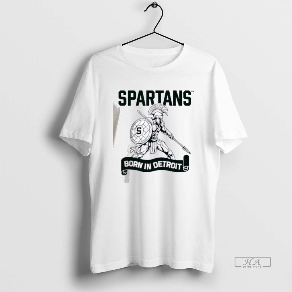 Official Spartans Born Detroit - Adult & Kids T-Shirts, Sweatshirts & Hoodies apparel design preview 1