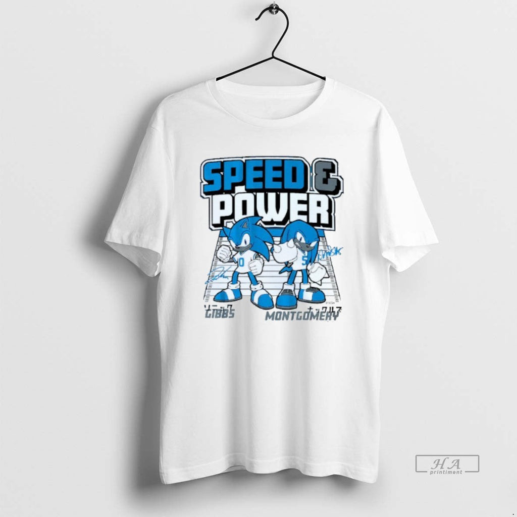 Official Speed Power Jahmyr Gibbs David Montgomery - Adult & Kids T-Shirts, Sweatshirts & Hoodies apparel design preview 1