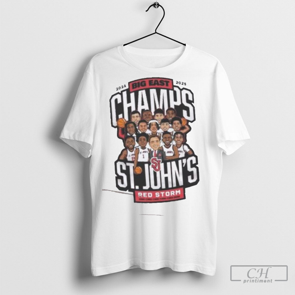 Official St Johns Red Storm Big East Champs 2024 2025 - Adult & Kids T-Shirts, Sweatshirts & Hoodies apparel design preview 1