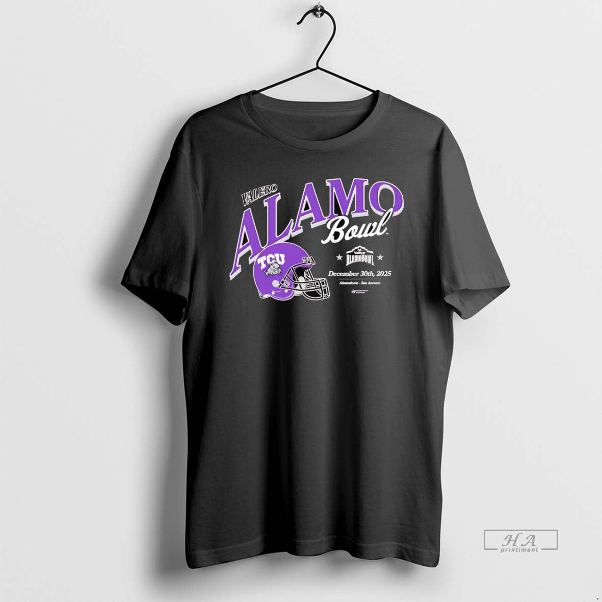 Official Tcu Horned Frogs 2025 Valero Alamo Bowl - Adult & Kids T-Shirts, Sweatshirts & Hoodies apparel design preview 1