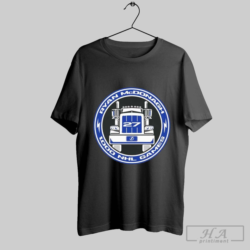 Official Tampa Bay Lightning 27 Ryan Mcdonagh 1000 - Adult & Kids T-Shirts, Sweatshirts & Hoodies apparel design preview 1
