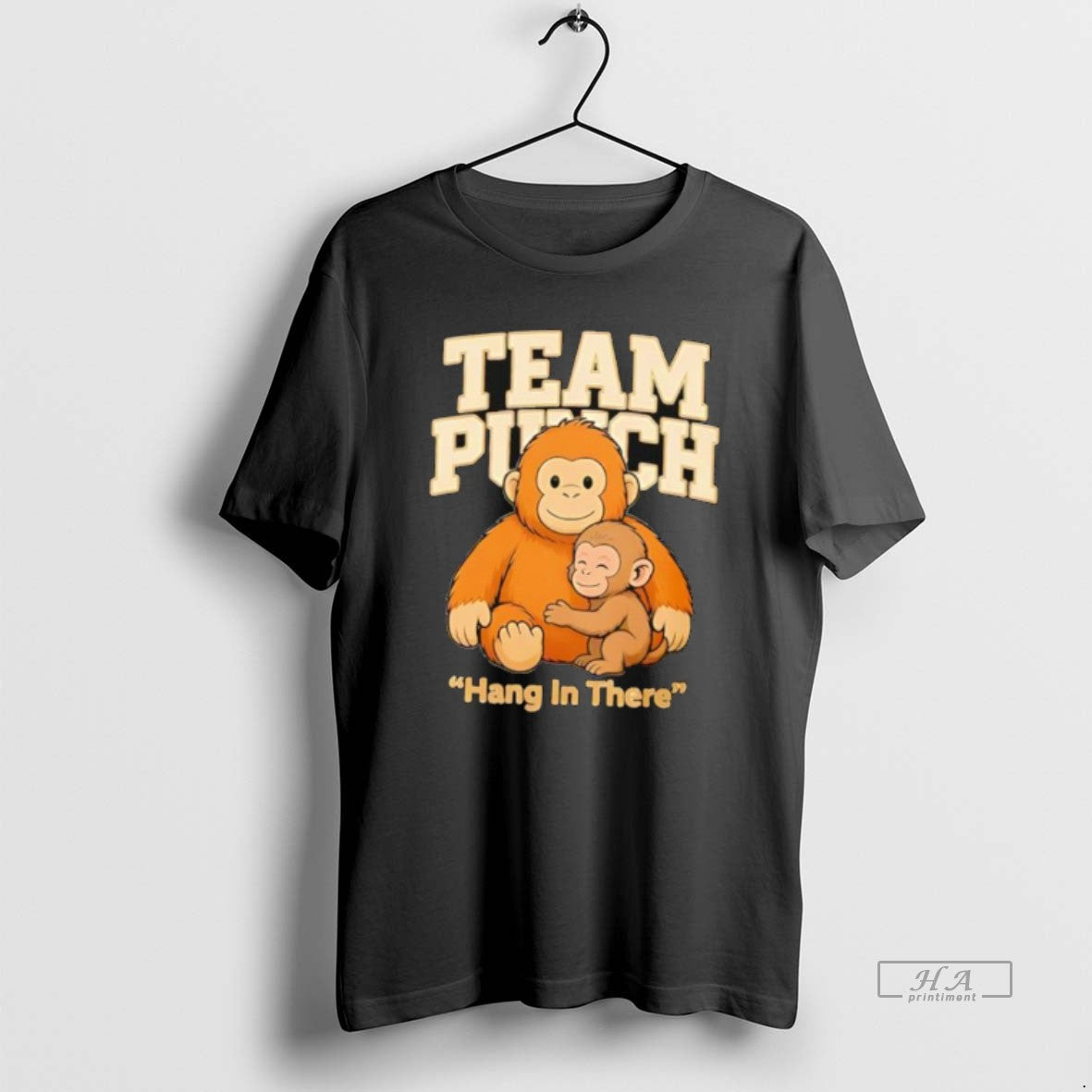Official Team Punch Hang In There Orange Monkey - Adult & Kids T-Shirts, Sweatshirts & Hoodies apparel design preview 1