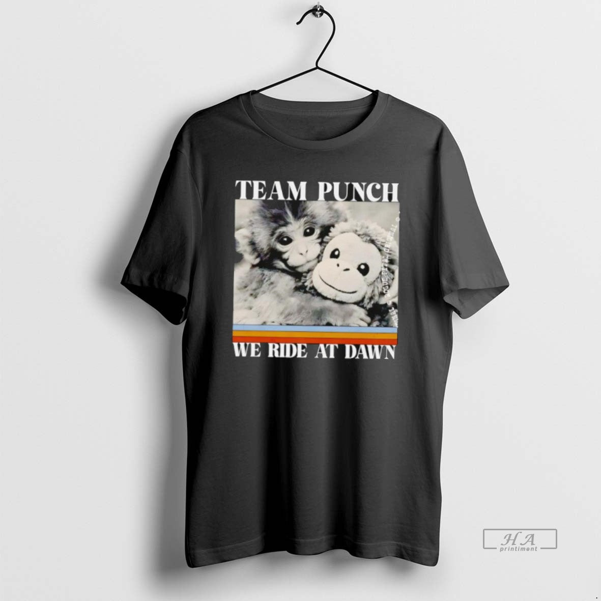 Official Team Punch We Ride At Dawn Monkey Hugging - Adult & Kids T-Shirts, Sweatshirts & Hoodies apparel design preview 1
