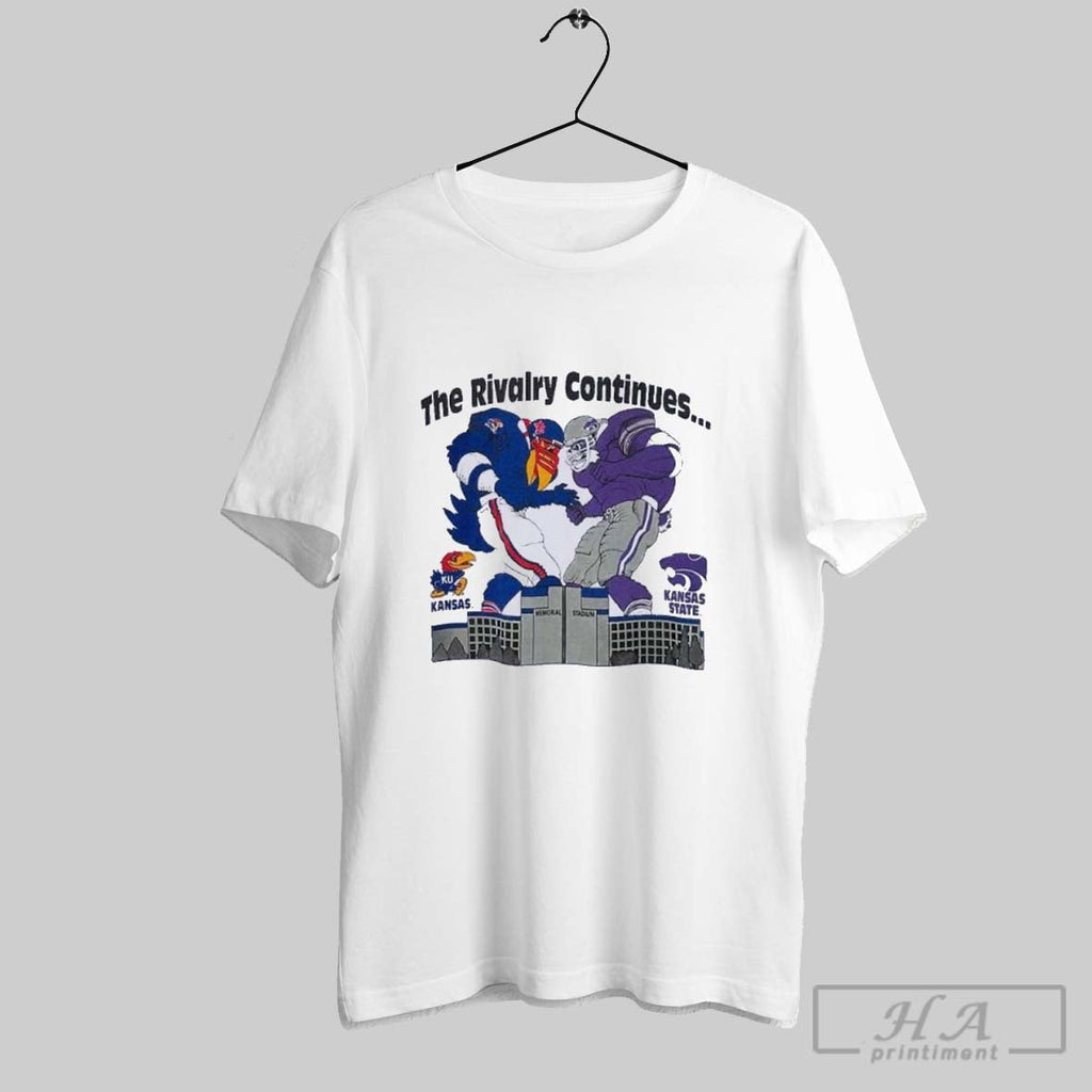 Official The Rivalry Continues Kansas Jayhawks Vs K - Adult & Kids T-Shirts, Sweatshirts & Hoodies apparel design preview 1