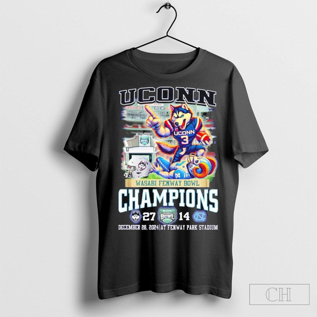 Official Uconn Wasabi Fenway Bowl Champions 27 14 - Adult & Kids T-Shirts, Sweatshirts & Hoodies apparel design preview 1