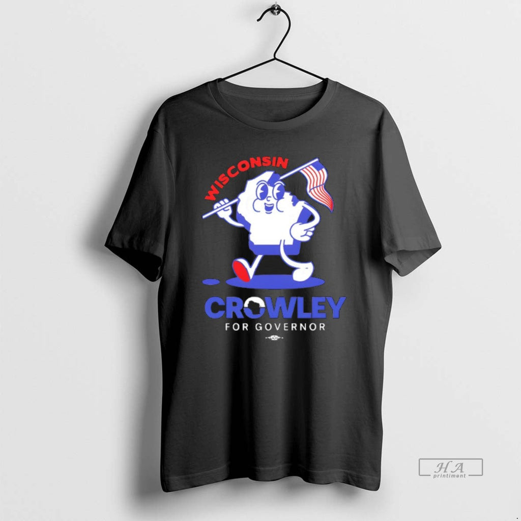 Official Wisconsin Character Hold American Flag - Adult & Kids T-Shirts, Sweatshirts & Hoodies apparel design preview 1