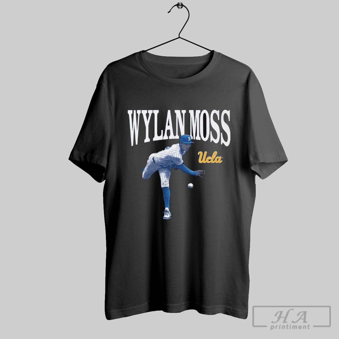 Official Wylan Moss Illustrated Ucla Bruins Baseball - Adult & Kids T-Shirts, Sweatshirts & Hoodies apparel design preview 1