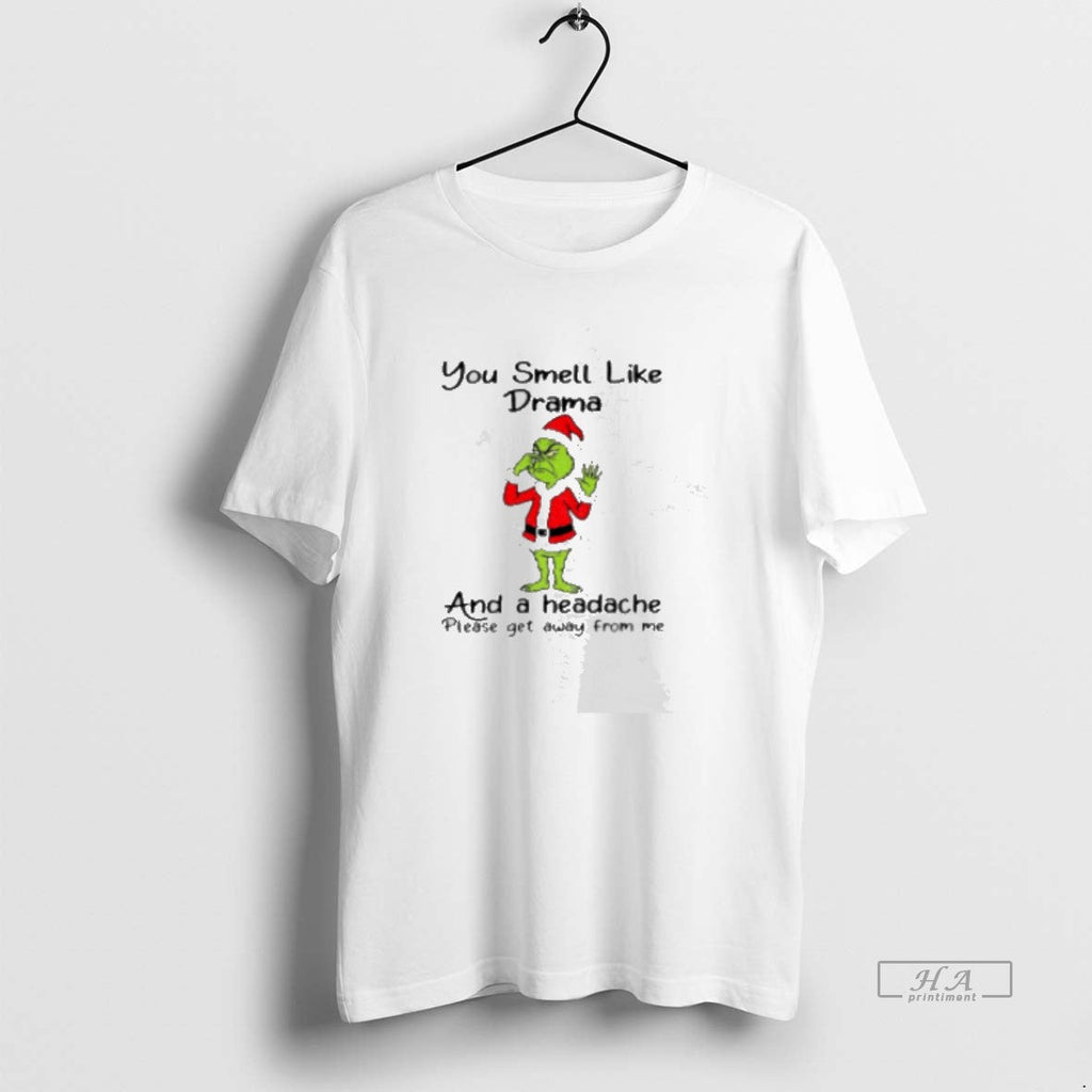 Official Grinch Santa Claus You Smell Like Headache - Adult & Kids T-Shirts, Sweatshirts & Hoodies apparel design preview 1