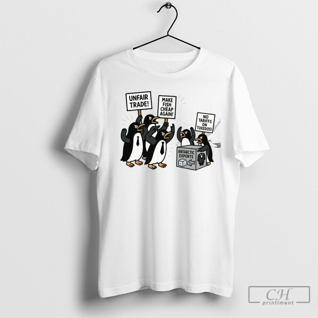 Officialpenguins Resist Unfair Trade Make Fish Cheap - Adult & Kids T-Shirts, Sweatshirts & Hoodies apparel design preview 1