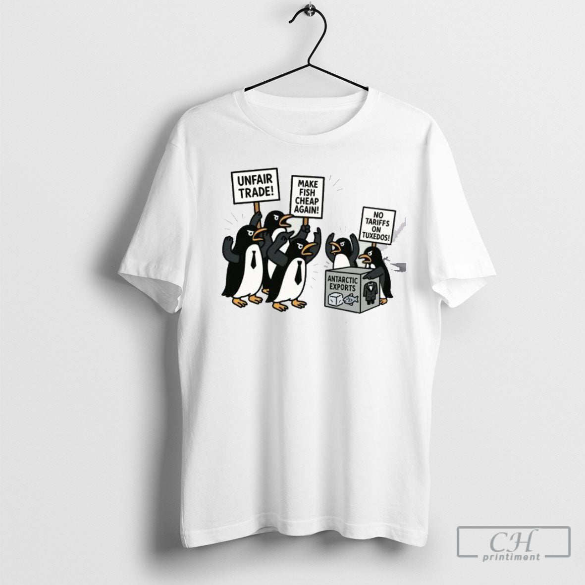 Officialpenguins Resist Unfair Trade Make Fish Cheap - Adult & Kids T-Shirts, Sweatshirts & Hoodies apparel design preview 1