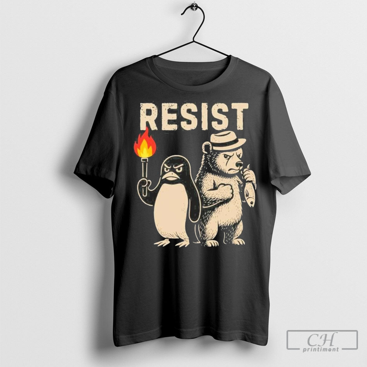 Officialresist Penguins And Bear Fish - Adult & Kids T-Shirts, Sweatshirts & Hoodies apparel design preview 1