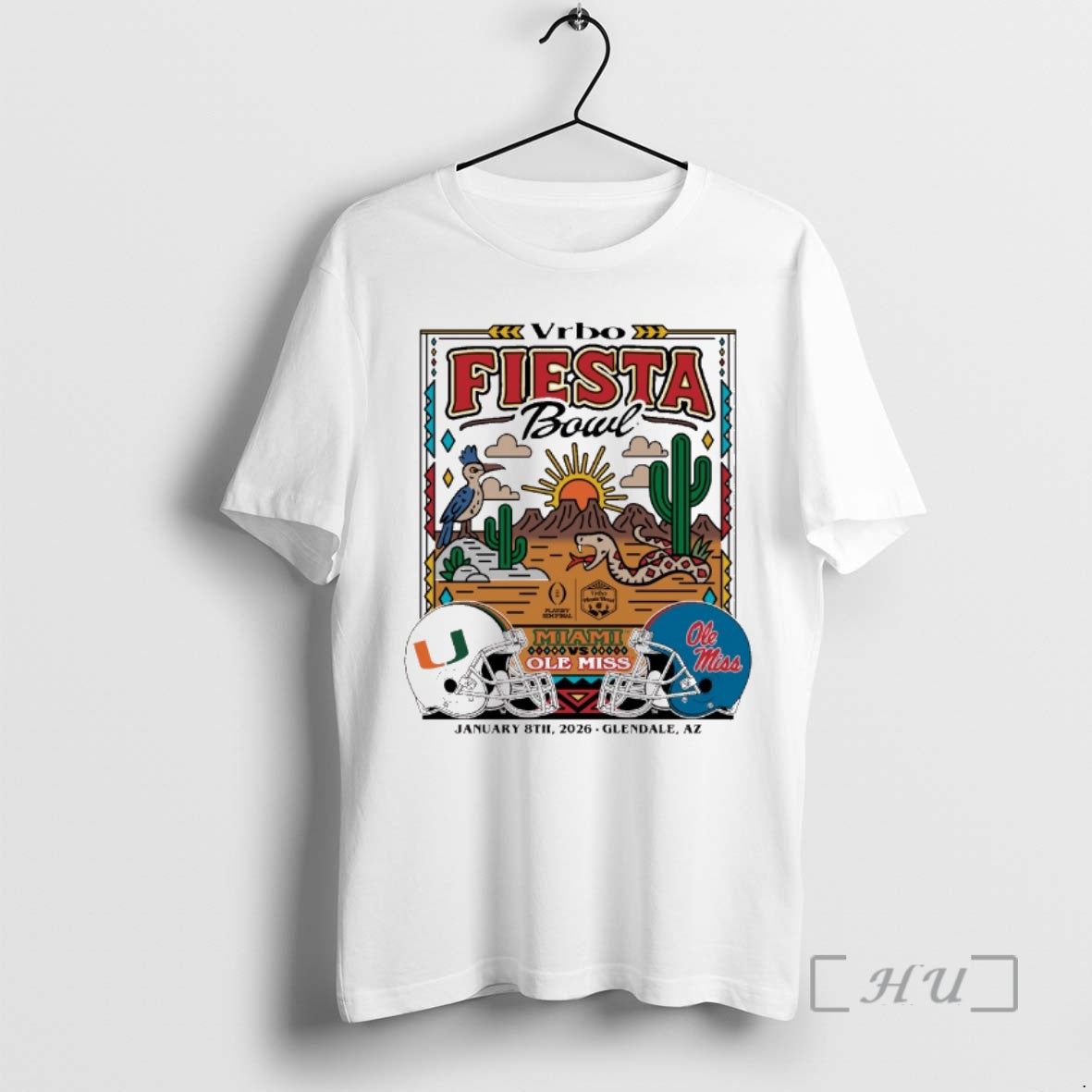 Officials 2026 Vrbo Fiesta Bowl Miami Vs Ole Miss - Adult & Kids T-Shirts, Sweatshirts & Hoodies apparel design preview 1