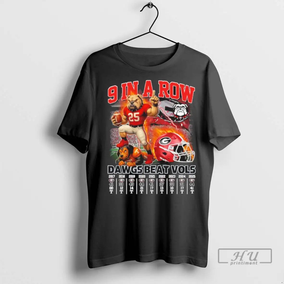Officials 9 In A Row Dawgs Beat Vols - Adult & Kids T-Shirts, Sweatshirts & Hoodies apparel design preview 1