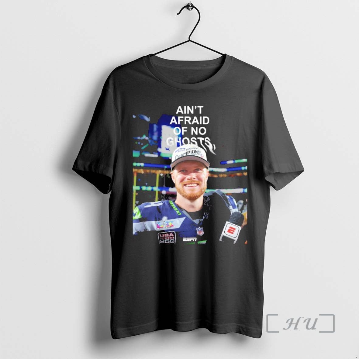 Officials Aint Afraid No Ghosts Sam Darnold Seahawks - Adult & Kids T-Shirts, Sweatshirts & Hoodies apparel design preview 1