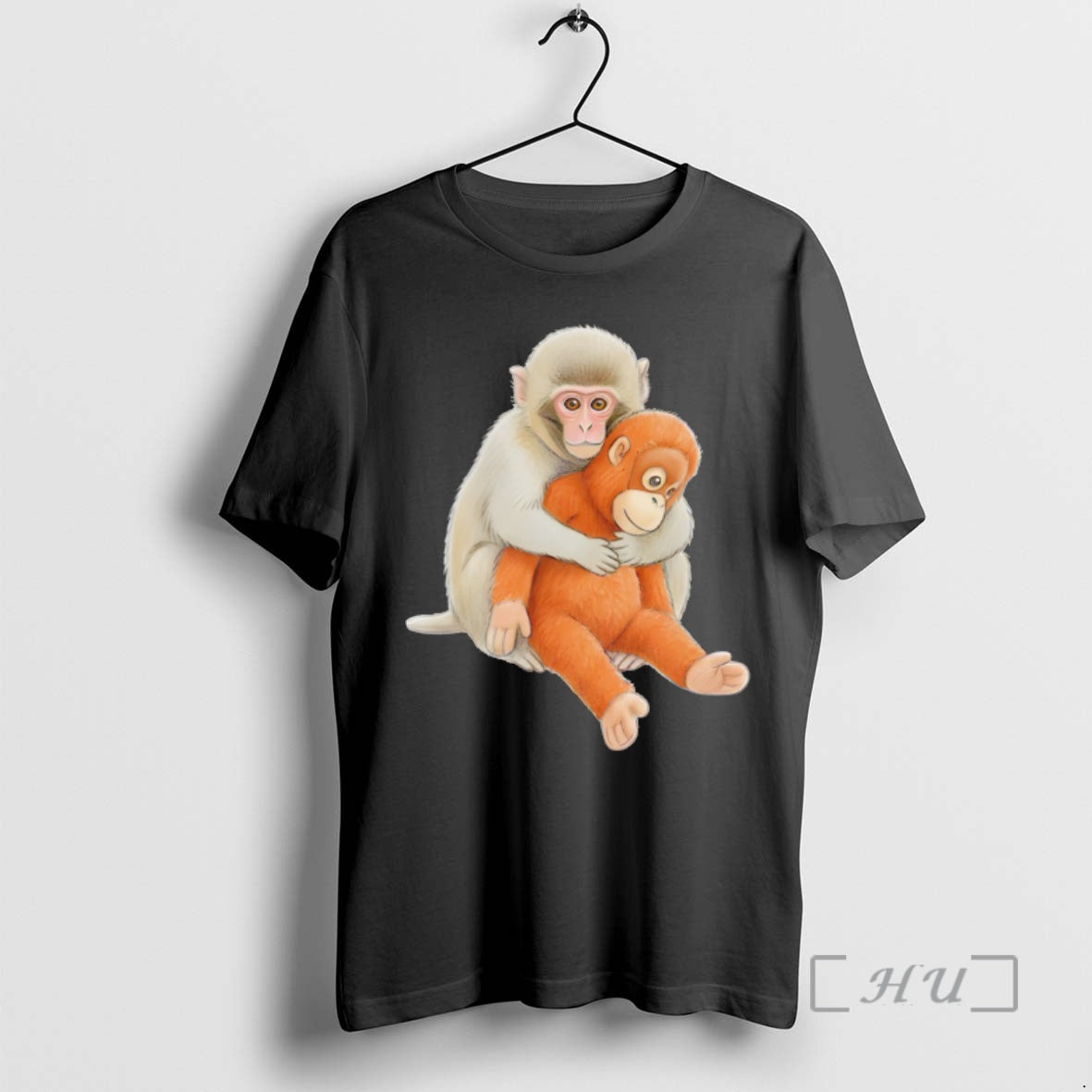 Officials Baby Monkey Punch Hugs A Plushie - Adult & Kids T-Shirts, Sweatshirts & Hoodies apparel design preview 1