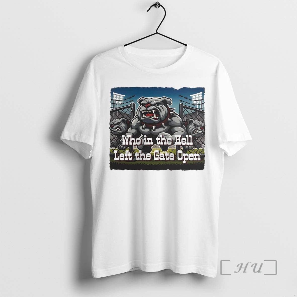 Officials Bulldogs Baseball Who Hell Left Gate Open - Adult & Kids T-Shirts, Sweatshirts & Hoodies apparel design preview 1