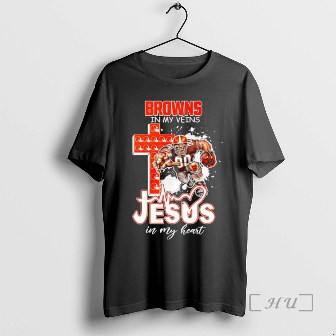 Officials Cleveland Browns My Veins Jesus Heart - Adult & Kids T-Shirts, Sweatshirts & Hoodies apparel design preview 1