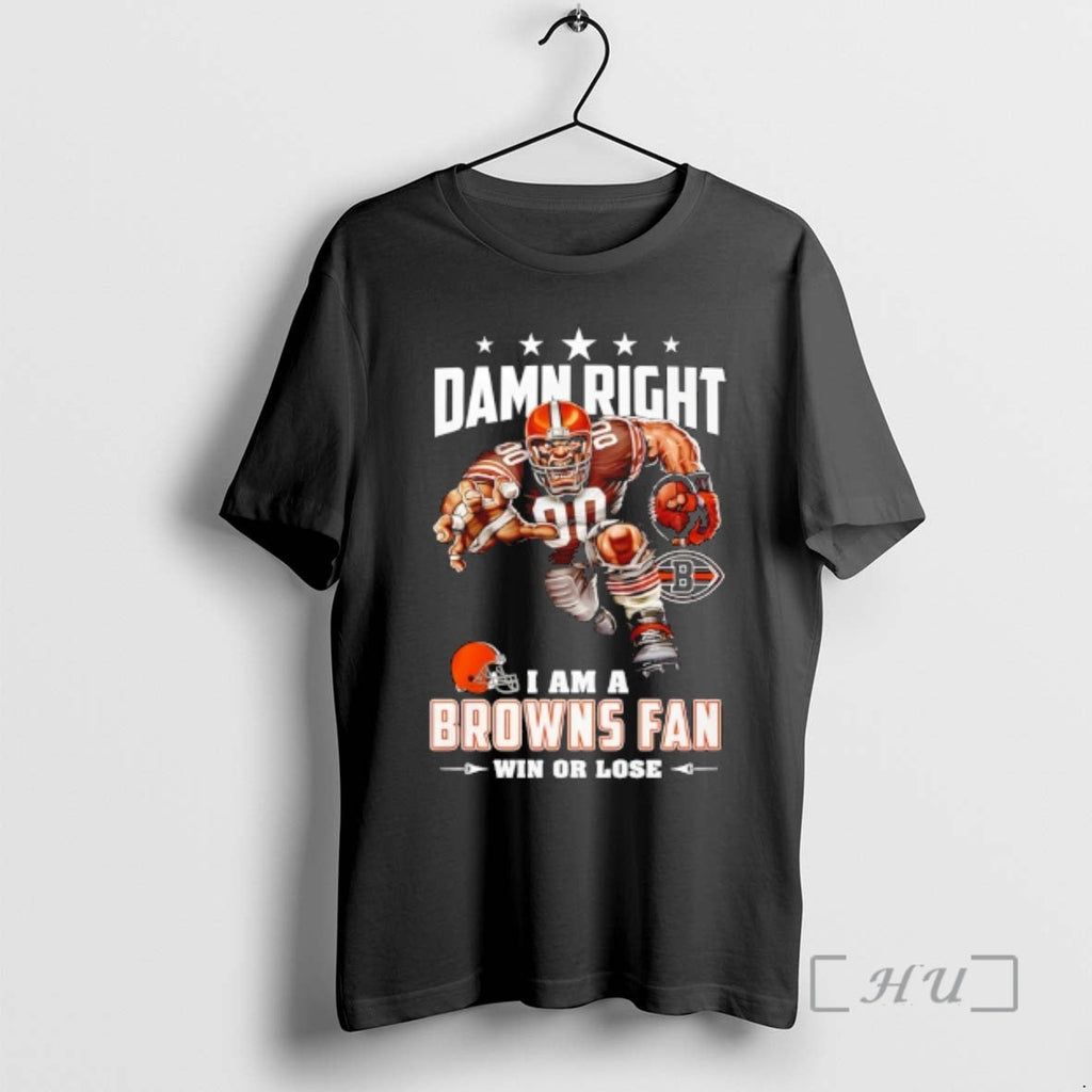 Officials Cleveland Browns Mascot Damn Right I Am - Adult & Kids T-Shirts, Sweatshirts & Hoodies apparel design preview 1