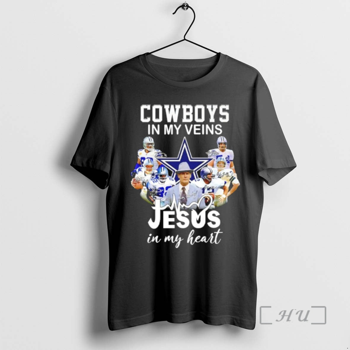 Officials Cowboys My Veins Jesus Heart Player Collage - Adult & Kids T-Shirts, Sweatshirts & Hoodies apparel design preview 1