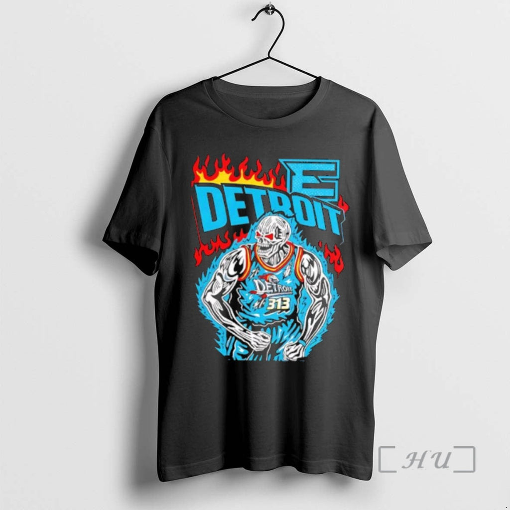 Officials Detroit Pistons 313 Basketball Skeleton - Adult & Kids T-Shirts, Sweatshirts & Hoodies apparel design preview 1