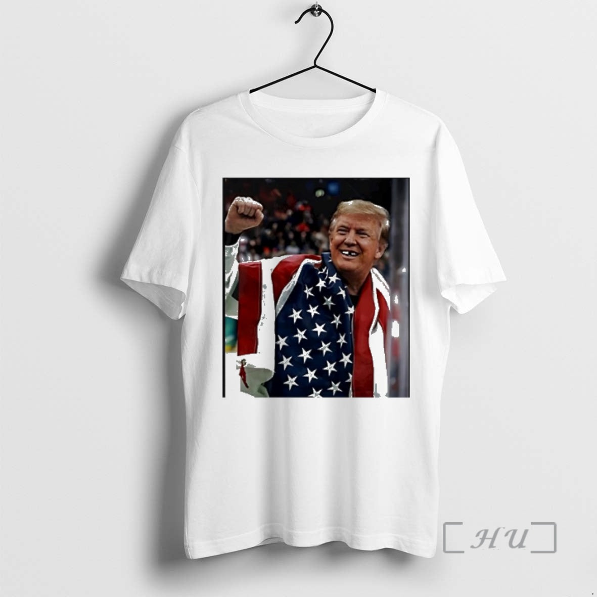 Officials Donald Trump American Flag Fist Up Hockey - Adult & Kids T-Shirts, Sweatshirts & Hoodies apparel design preview 1