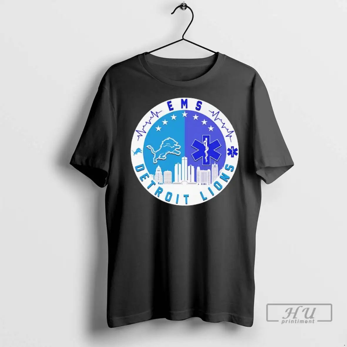 Officials Ems X Detroit Lions City Skyline Circle - Adult & Kids T-Shirts, Sweatshirts & Hoodies apparel design preview 1