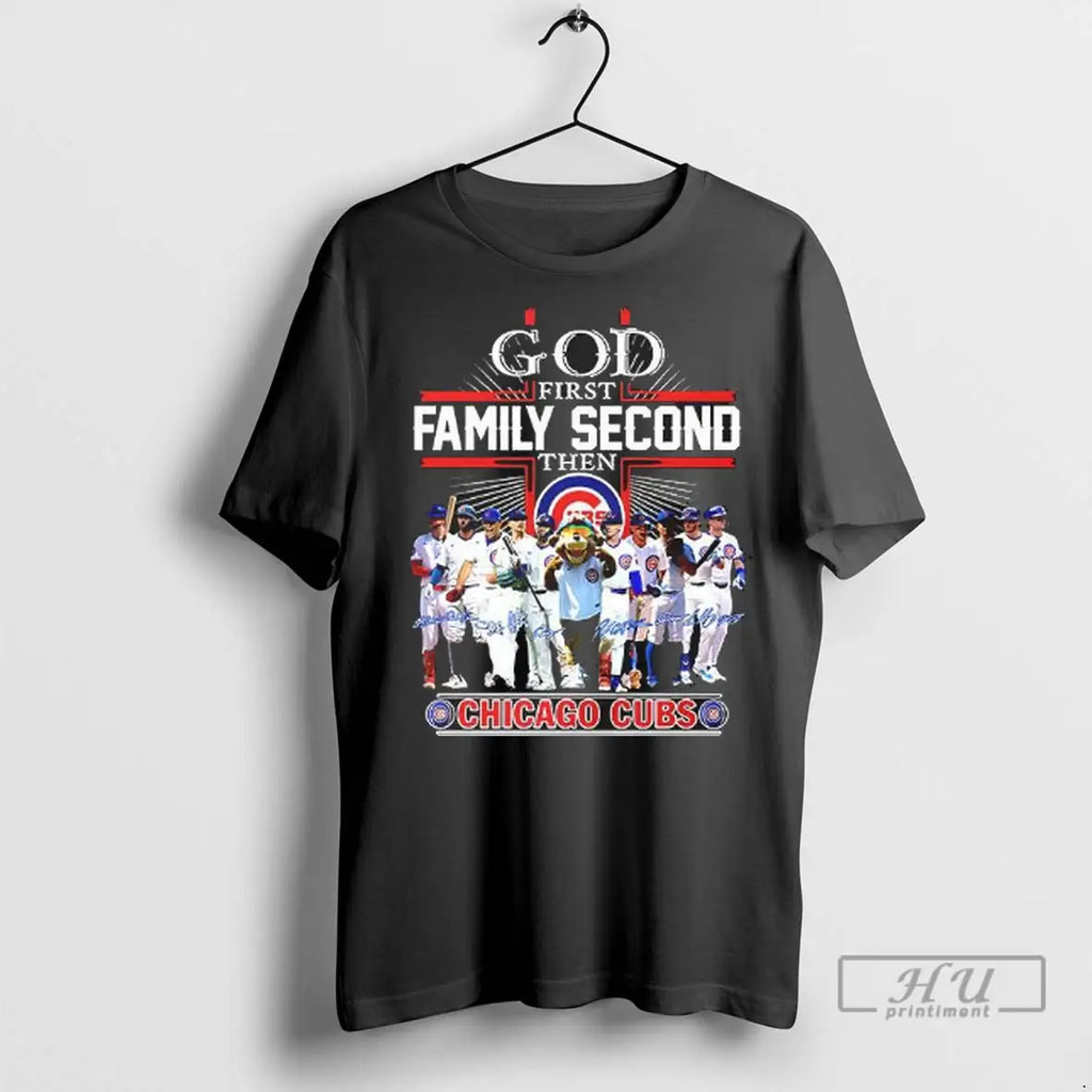 Officials God First Family Second Then Chicago Cubs - Adult & Kids T-Shirts, Sweatshirts & Hoodies apparel design preview 1
